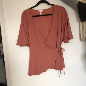 Peplum wrap blouse